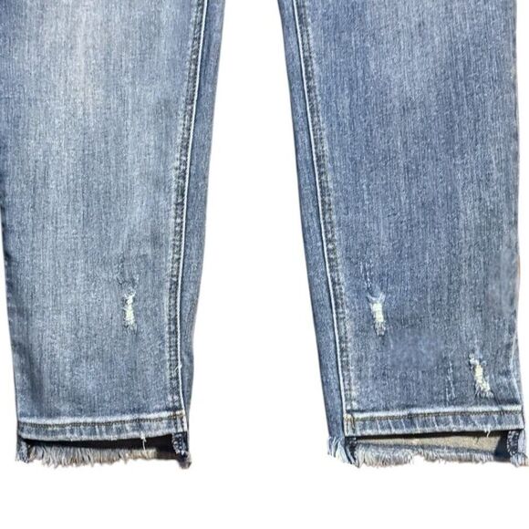 Risen High Rise Frayed Waist Vintage Wash Skinny Jeans Size 1XL - Picture 15 of 16